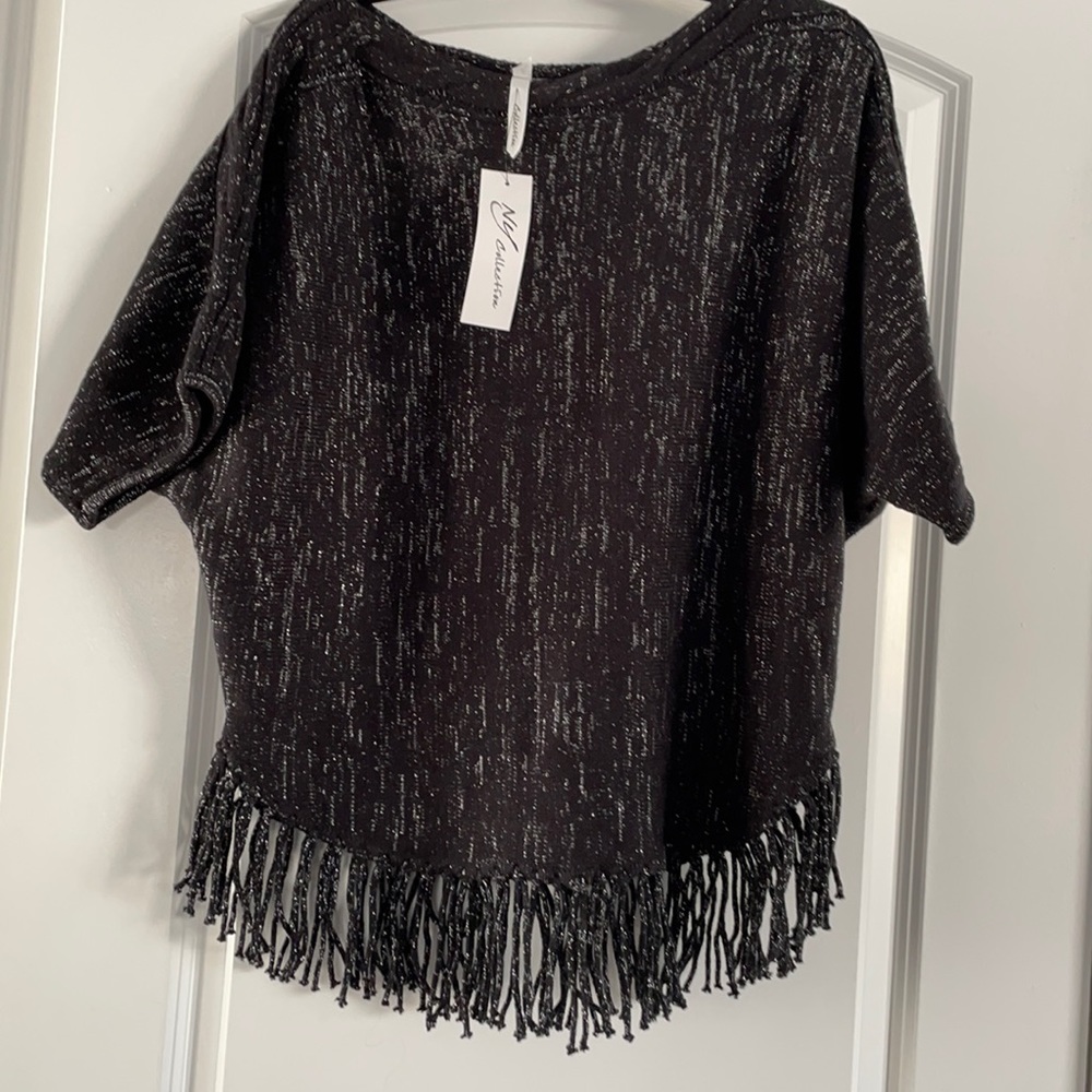 NY Collection Women's Sequin Fringed Knit Sweater nh3